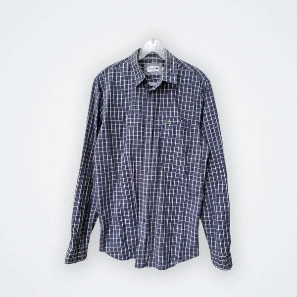 [BUNJANG] Lacoste Check Pattern Shirt Navy / [M] 라코스테 체크 패턴 셔츠 네이비