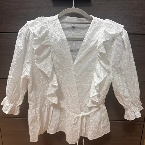 [BUNJANG] Wrap Style Lace Blouse / 러블 랩스타일 레이스 블라우스