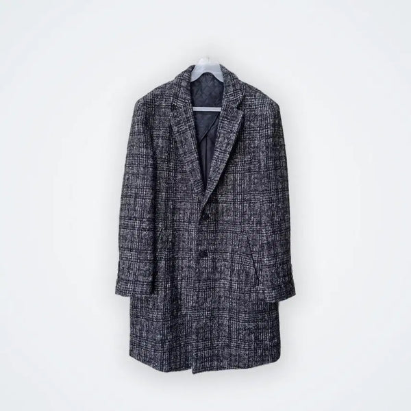 [BUNJANG] Paul Major Check Pattern Coat Black / [100] 폴 메이저 체크 패턴 코트 블랙