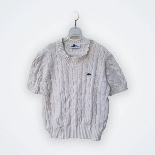 [BUNJANG] Lacoste Cable Knit Sweater Ivory / [Free] 라코스테 케이블 니트 스웨터 아이보리