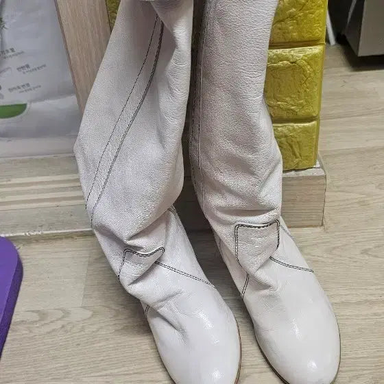 [BUNJANG] Suecomma Bonnie White Leather Long Boots / 슈콤마보니 흰색 가죽 롱부츠