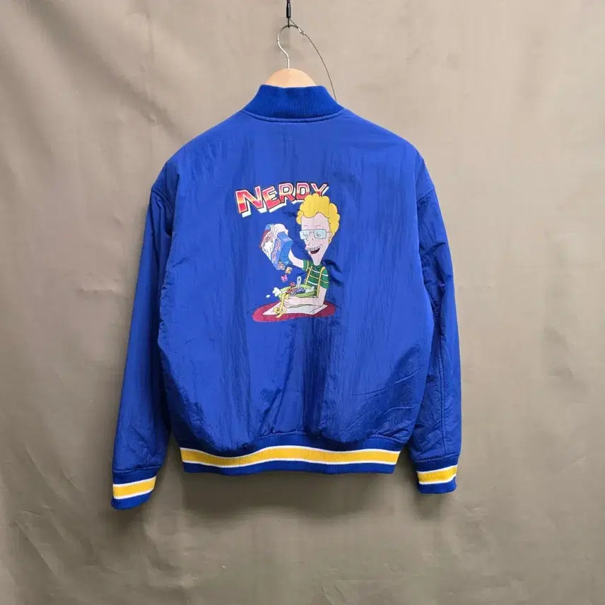[BUNJANG] NERDY Character Reversible Blouson Jacket / 널디 캐릭터 리버시블 블루종 자켓