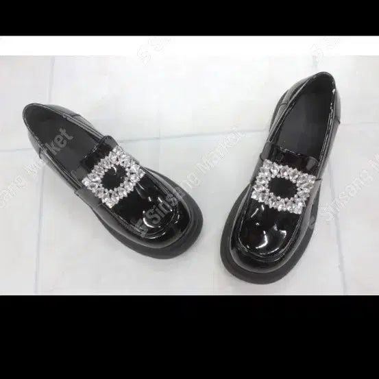 [BUNJANG] Crystal Platform Wedge Sandals / 큐빅통굽