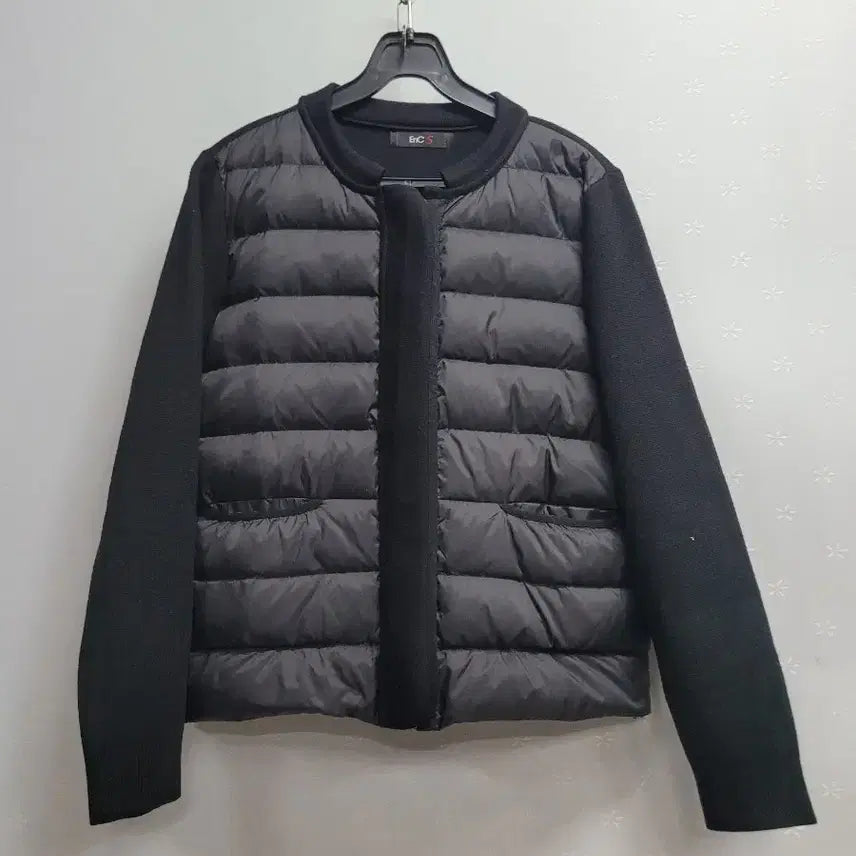 [BUNJANG] ENC Knit Color Block Short Padding Jacket Black / 85)ENC 니트배색 숏패딩