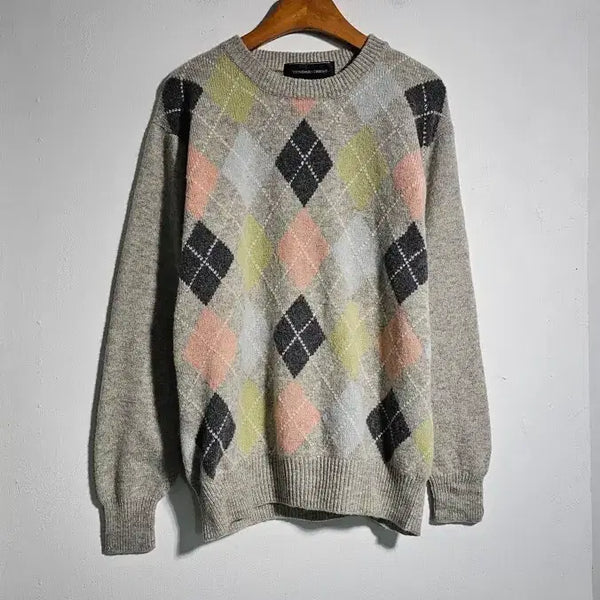 [BUNJANG] 100% Wool Argyle Knit Sweater / 울100% 아가일 니트
