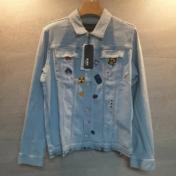 [BUNJANG] KIKC Patch Denim Jacket Light Blue / KIKC 패치 데님 자켓. 미착.