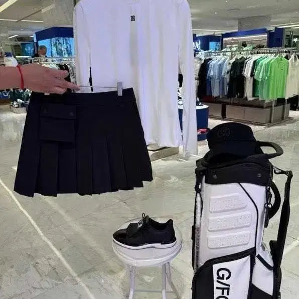 [BUNJANG] Gfore Asymmetrical Pleated Skirt / (당일배송)지포어 포켓 언발 플리츠 스커트