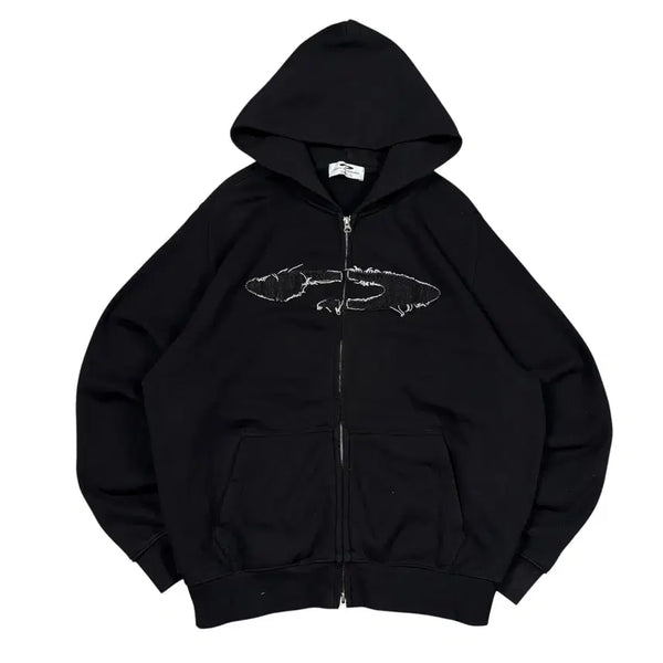 [BUNJANG] FDR Black Hooded Zip-Up Jacket / 에프디알 블랙 후드집업