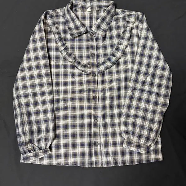 [BUNJANG] Vintage Check Ruffle Blouse / 빈티지 체크 블라우스