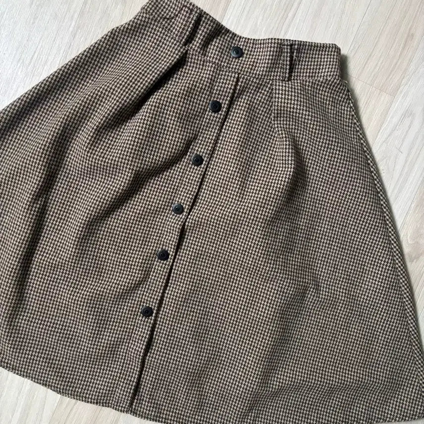 [BUNJANG] Check Pattern Midi Skirt - Brown / 체크무늬 스커트 브라운