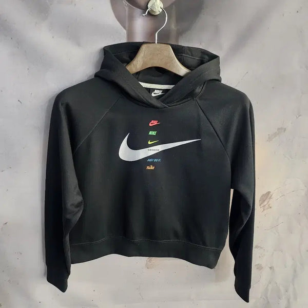 [BUNJANG] Nike Multi Logo Crop Hoodie / 나이키 멀티 로고 크롭 후드티
