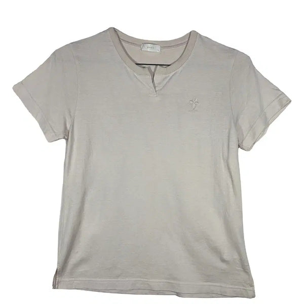 [BUNJANG] GOOD-I Beige Basic Short Sleeve T-Shirt / GOOD-I 베이지 베이직 반팔 티 [L] 코튼 100%
