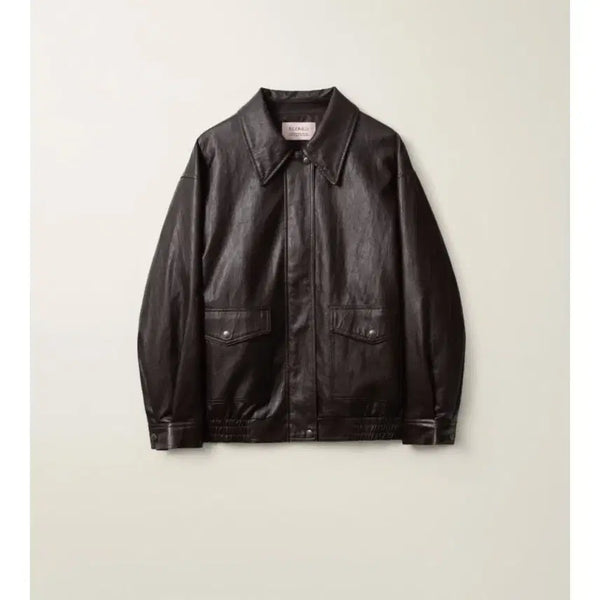 [BUNJANG] Biccomelli Naomi Oversized Leather Jacket Brown / 비코멜리 나오미 오버사이즈 레더자켓 브라운