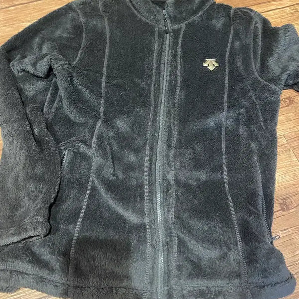 [BUNJANG] Descente Fleece Zip-Up Jacket Black / 데상트 플리스 집업 자켓 블랙