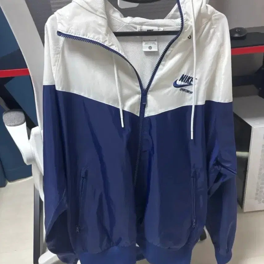[BUNJANG] Nike Windrunner Jacket White/Navy S / 나이키 윈드러너 바람막이 화이트/네이비 S