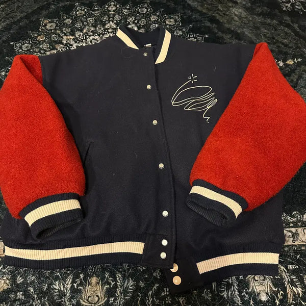 [BUNJANG] TWN Varsity Jacket Navy/Red M / TWN 바시티 자켓 네이비/레드 M