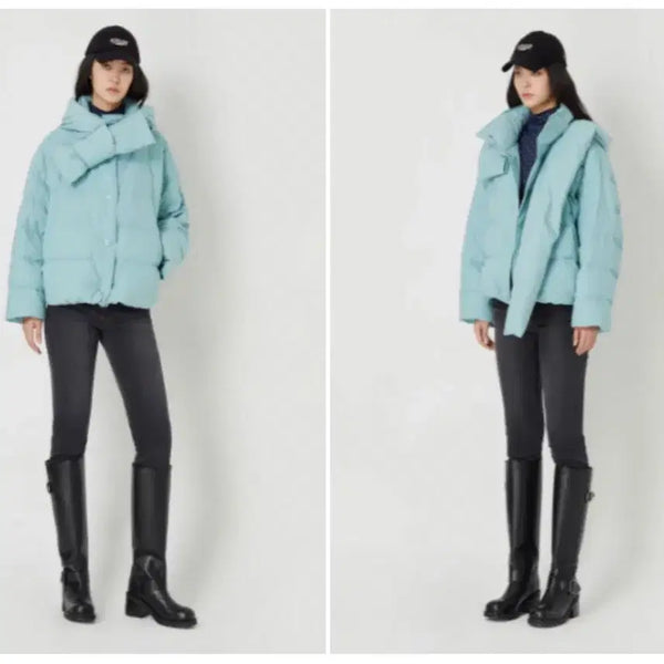 [BUNJANG] Luckychouette Down Muffler Padding Jacket Mint / 럭키슈에뜨 덕다운 머플러 패딩 민트 36