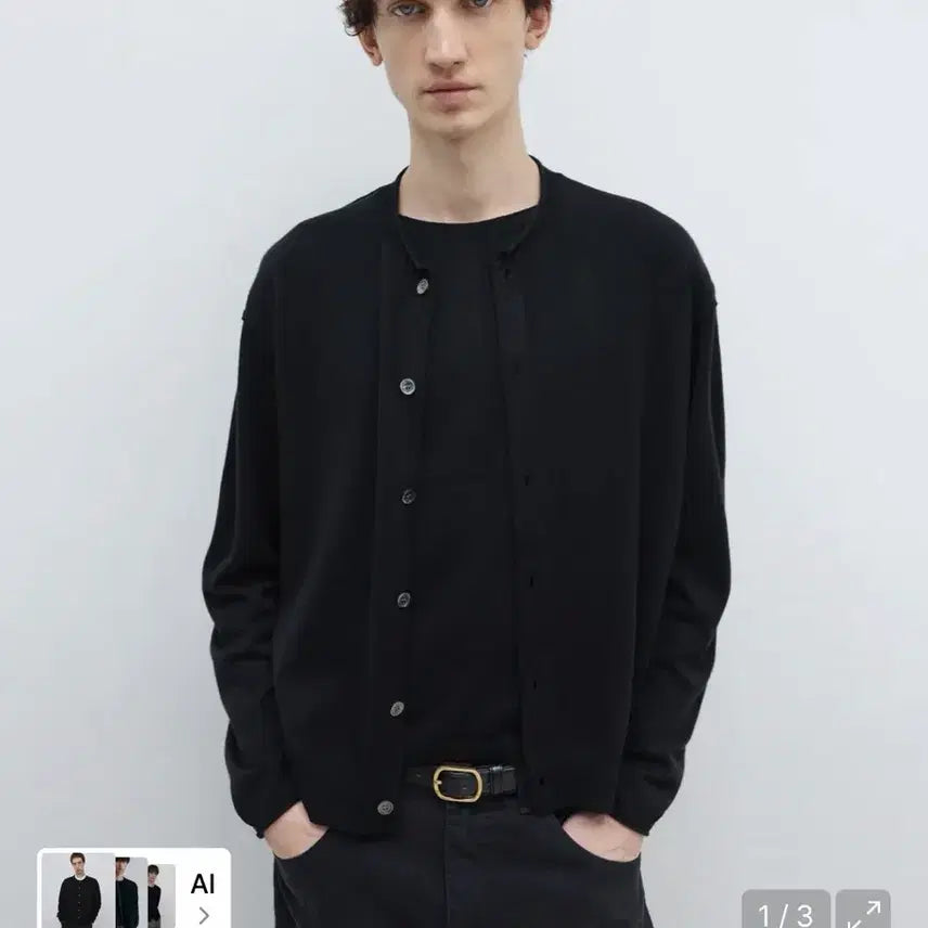 [BUNJANG] Insilence Wool Blend Cardigan Black Large / 인사일런스 울 블렌드 가디건 블랙 라지