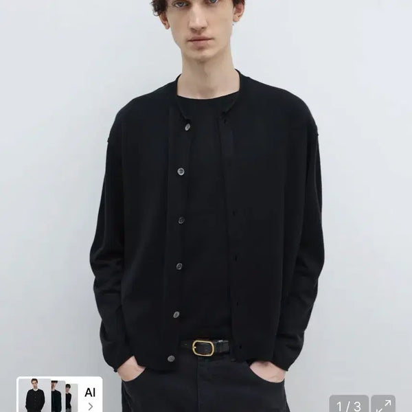 [BUNJANG] Insilence Wool Blend Cardigan Black Large / 인사일런스 울 블렌드 가디건 블랙 라지