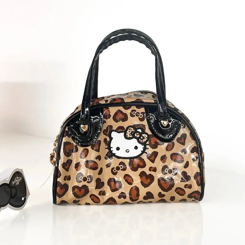 [BUNJANG] Hello Kitty Leopard Mini Boston Bag / [일본정품/새상품] 헬로키티 레오파드 고소영 미니 유광 보스턴백