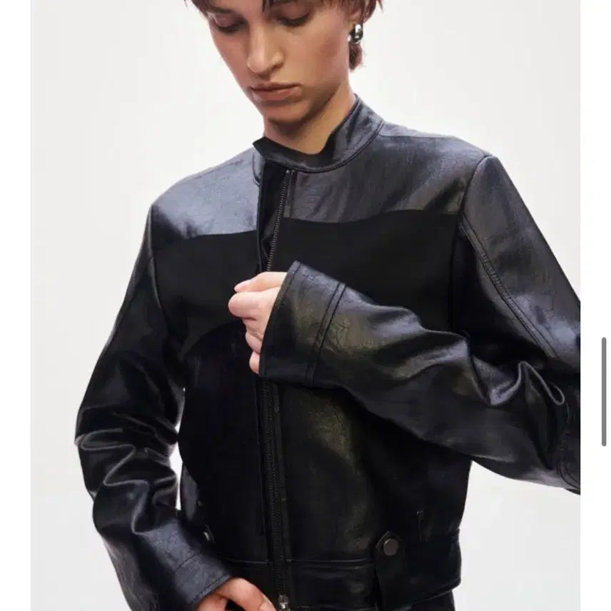[BUNJANG] Trimingbird Suede Coloring Crop Biker Jacket / 트리밍버드 레더자켓 Suede Coloring Crop Biker Jacket