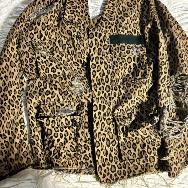 [BUNJANG] R13 Leopard Print Distressed Jacket / R13 레오파드 자켓