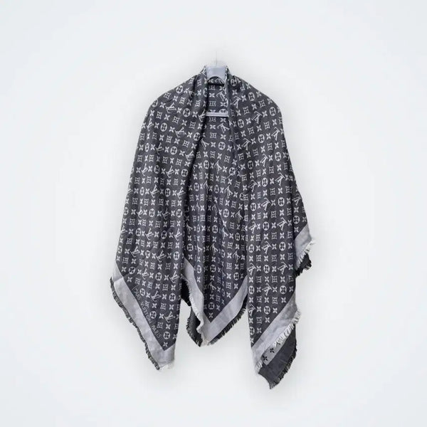 [BUNJANG] Louis Vuitton Monogram Scarf Gray Silk Wool Blend / [Free] 루이비통 모노그램 스카프 그레이