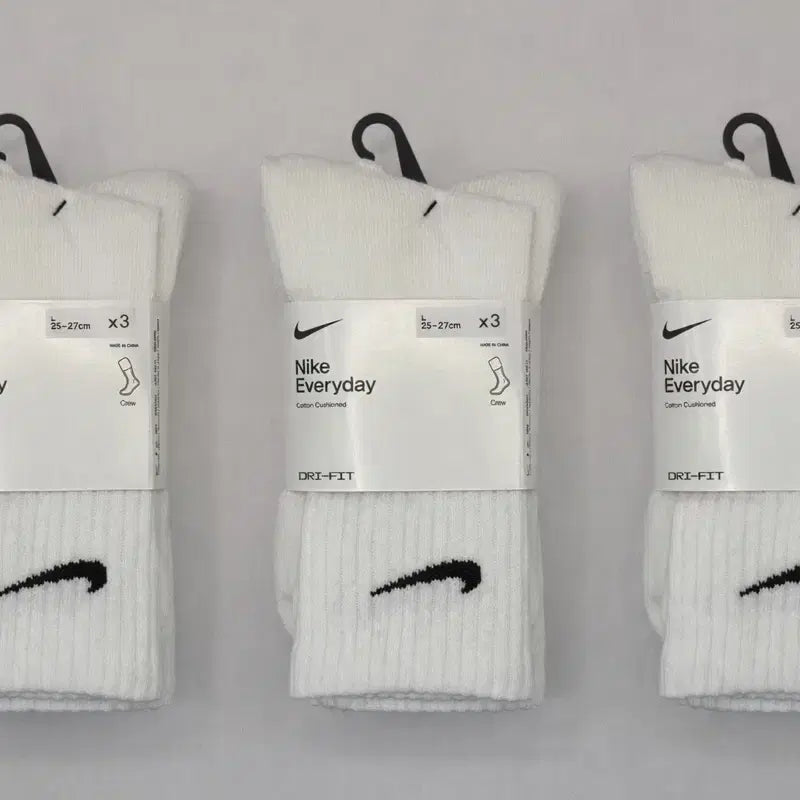 [BUNJANG] Nike Double Cushion Socks 3-Pack Set (9 Pairs Total) / 번장 최저가))나이키 이중쿠션 양말 3팩 세트 (총 9켤레)
