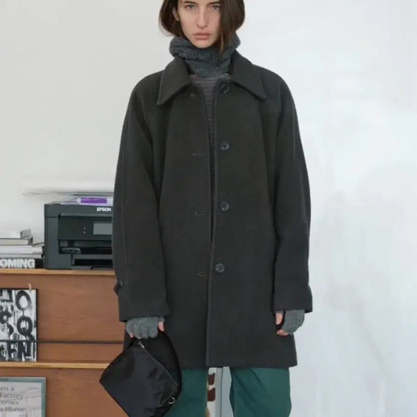 [BUNJANG] Poszer Wool Half Coat Charcoal / (사용감X)Poszer 포저 울 하프코트 차콜