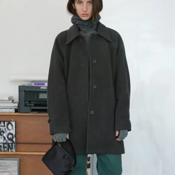 [BUNJANG] Poszer Wool Half Coat Charcoal / (사용감X)Poszer 포저 울 하프코트 차콜