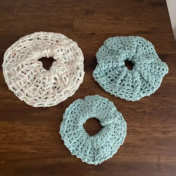 [BUNJANG] Handmade Crochet Hair Scrunchie Set - 3 Pieces Bundle / 크로쉐 헤어 슈슈 3개 일괄