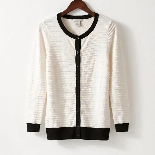 [BUNJANG] H&M Basic Black Trim Cardigan XS / H&M 기본 블랙 배색 가디건