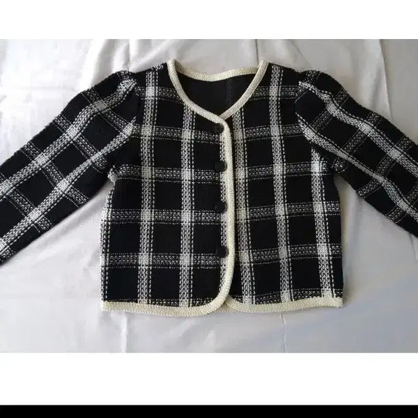 [BUNJANG] Women's Black Check Jacket (XS/S) / 여성 체크 자켓 블랙 (XS/S, 44/55, 80/85 사이즈)