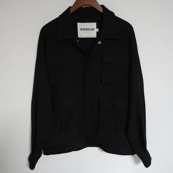 [BUNJANG] 7 Seconds Black Men's Snap Button Multi-Pocket Jacket / 639 세븐셀라 블랙 남성 스냅 단추 멀티 포켓 자켓