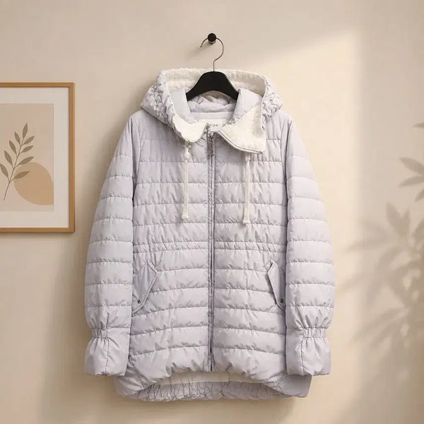 [BUNJANG] O'2nd 2022 Goose Down Quilted Puffer Jacket with Drawstring Hood / 오즈세컨(O'2nd) 2022 후드 드로스트링 니트 퀼팅 구스다운 패딩 82-94-160사이즈
