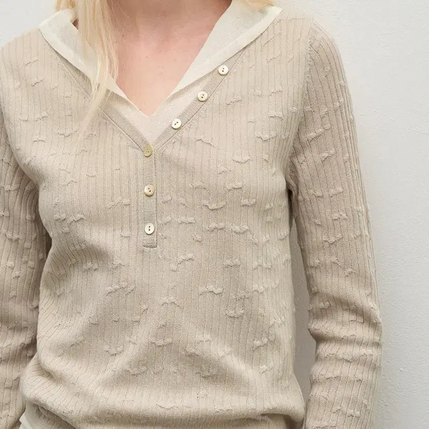 [BUNJANG] System Layered Knit Top Beige / 시스템 레이어드 여성 니트 SY2F3KTO628WA