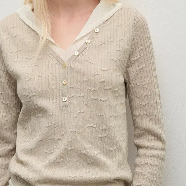 [BUNJANG] System Layered Knit Top Beige / 시스템 레이어드 여성 니트 SY2F3KTO628WA