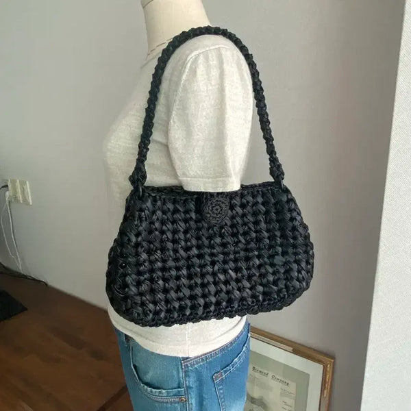 [BUNJANG] Black Crochet Shoulder Bag / 블랙 크로쉐 숄더백
