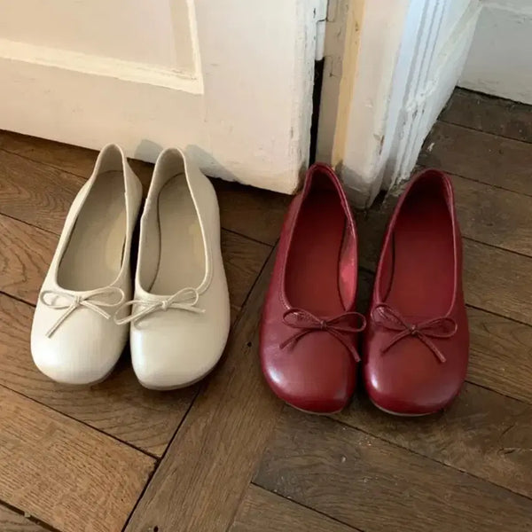 [BUNJANG] Genio Round Flat Shoes Red 245 / 제니오 라운드 플랫슈즈 레드 245