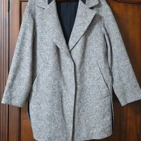 [BUNJANG] TIME Wool & Rayon Blend Long Coat - Gray, Size 66 / (새상품급 / 한섬 정품) 타임 여성 울 혼방 소재 기능성 롱코트, 66사이즈,  그레이색