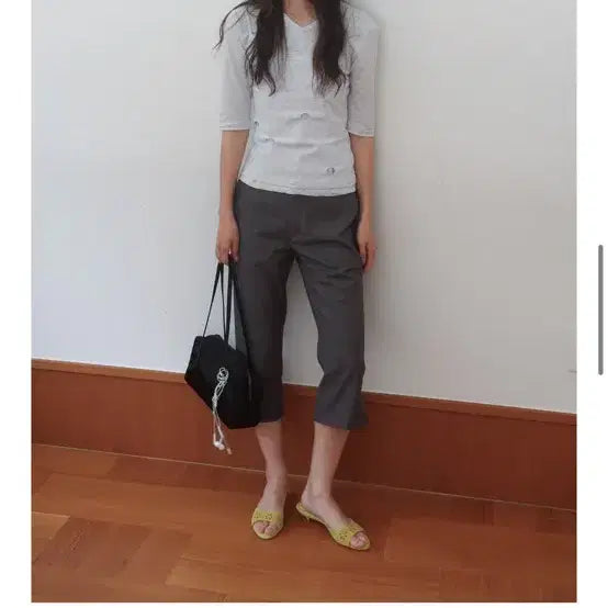 [BUNJANG] Majone Capri Pants Grey S / 마조네 카프리 팬츠 그레이 s