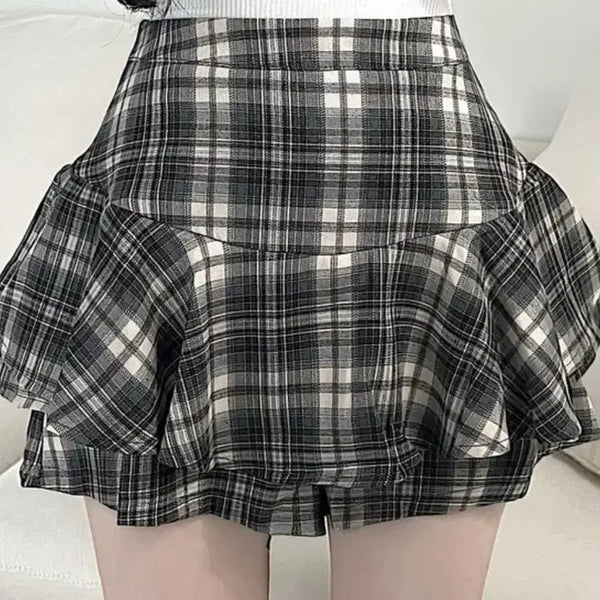 [BUNJANG] Checkered Frill Skirt / 체크무늬 프릴 스커트 치마