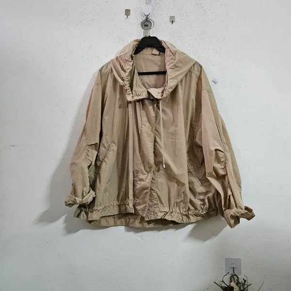 [BUNJANG] Beige Hooded Windbreaker Jacket / 후드 바람막이 자켓 베이지