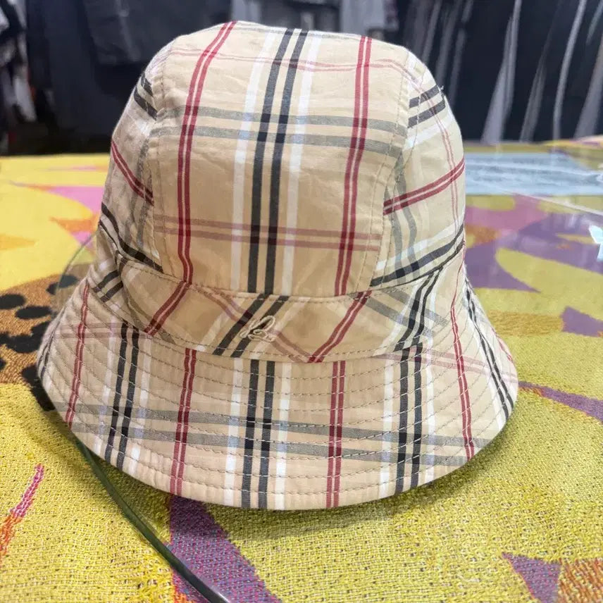 [BUNJANG] Beanpole Check Bucket Hat Beige / 빈폴 체크 버킷햇 베이지