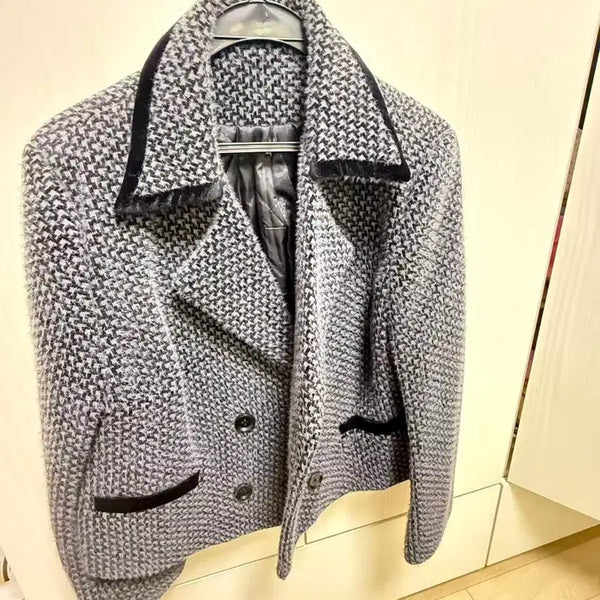 [BUNJANG] Checkered Tweed Jacket with Black Accents / 체크무늬 트위드 자켓
