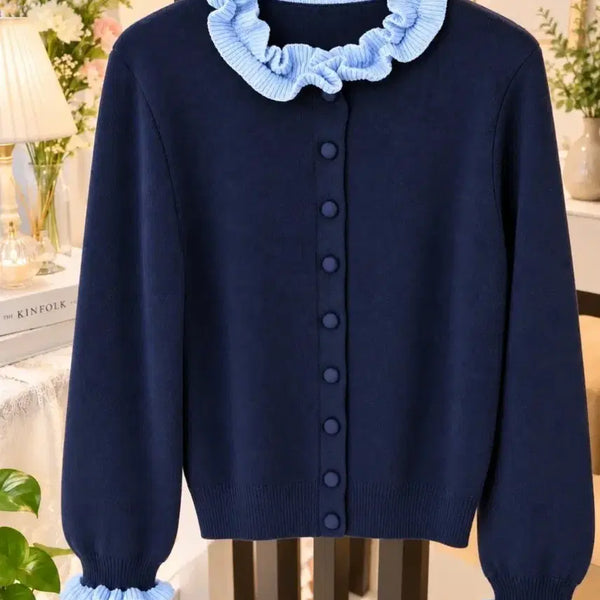 [BUNJANG] Navy Frill Cardigan / 네이비 프릴 카디건
