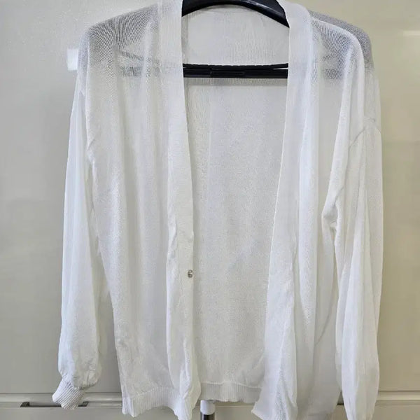 [BUNJANG] White Thin Cardigan / 화이트 얇은 가디건