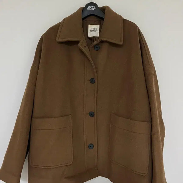 [BUNJANG] Studio Tomboy Handmade Short Coat Brown / 스튜디오 톰보이 브라운 핸드메이드 숏 코트