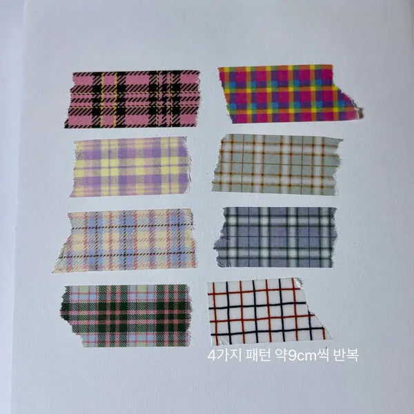 [BUNJANG] Check Washi Tape Set (8 Types, 1m Each) / 체크 마테 8종 세트) 힙웅 훈찌 마테 키치키치 마테띵 마테컷