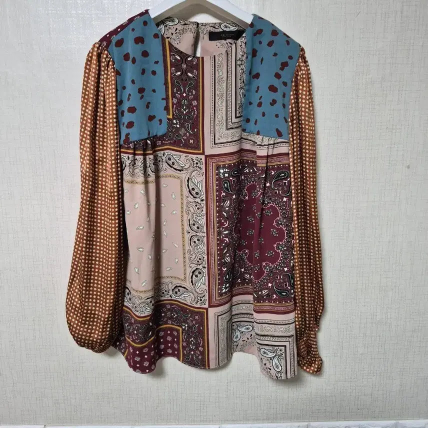 [BUNJANG] Jessi New York Patchwork Pattern Blouse Size 88 / 제시뉴욕 블라우스